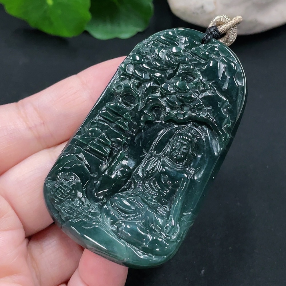 F30546798 Jadeite Pendant Total Weight Approx. 47.5g (Including Rope Weight)