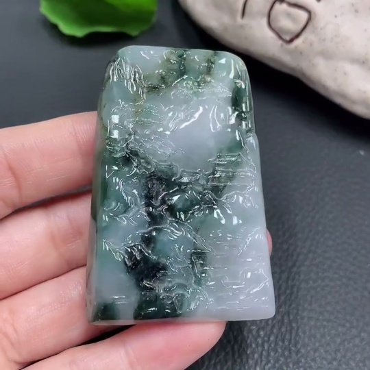 F22527707 Jadeite Pendant Landscape Plaque with Other Mineral Components, Total Weight 34.141g