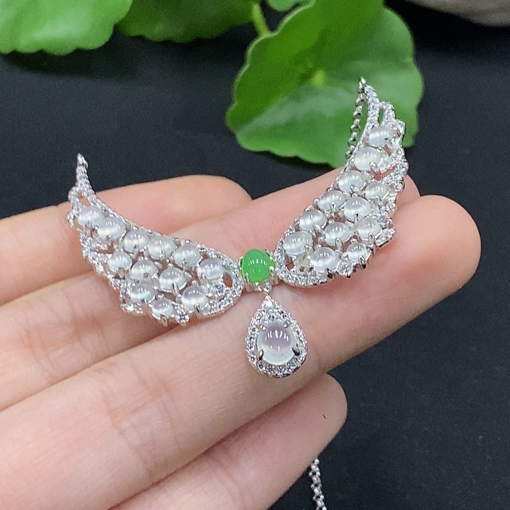 F33866528 Jadeite cabochon inlaid pendant non-gold inlaid total product weight approximately 8.65g