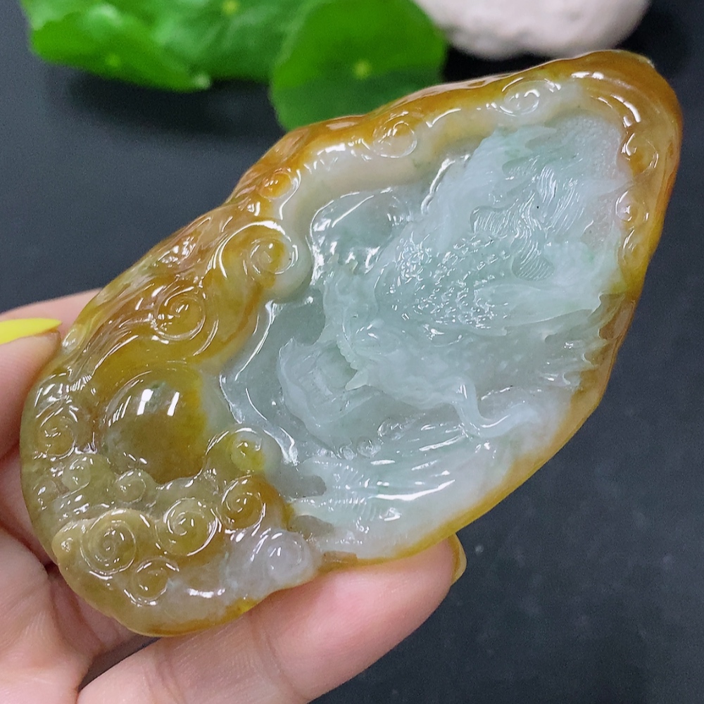 F28251943 Jadeite Pendant Dragon Plaque Total Weight Approx. 88.64g Color Origin Undetermined