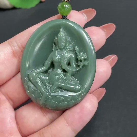 H34973061 Hetian Jade Pendant Guanyin Total Weight About 35g