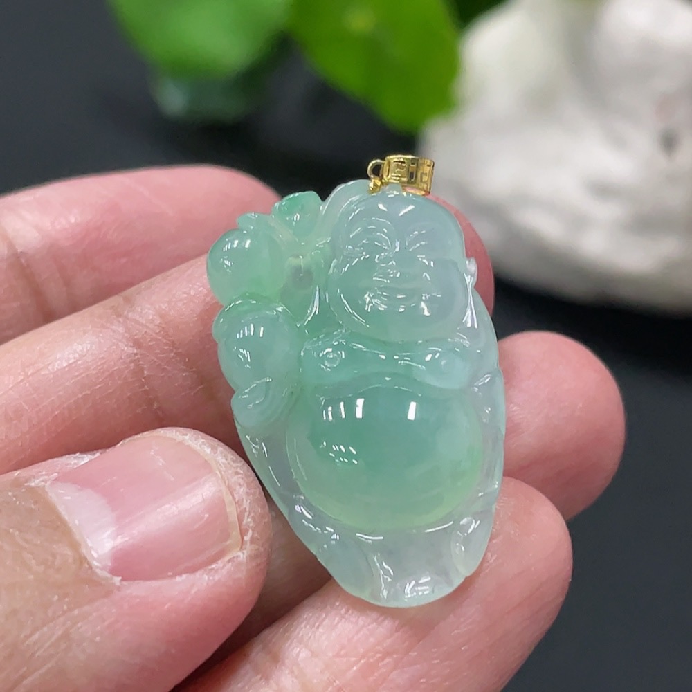 F34978857 Jadeite Pendant Buddha 18k Total Weight Approx. 4.7g