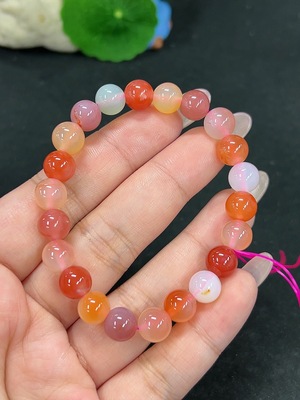H41939315 盐源玛瑙手串 卡8.5  mm左右 仅红色 货品总重约19.2g