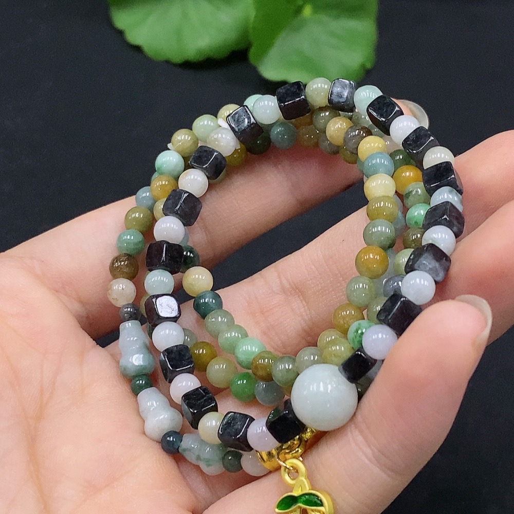 F29408229 Jadeite Bead Necklace Color Origin Undetermined No Metal Inlay