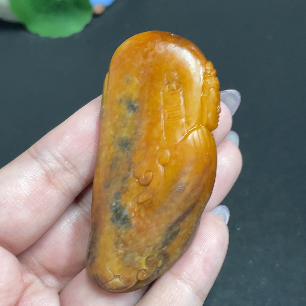 H32805545 Hetian Jade Pendant - Patriarch Bodhidharma - Contains Other Mineral Components - Undetermined Skin Color Origin - Total Weight Approximately 55.7g