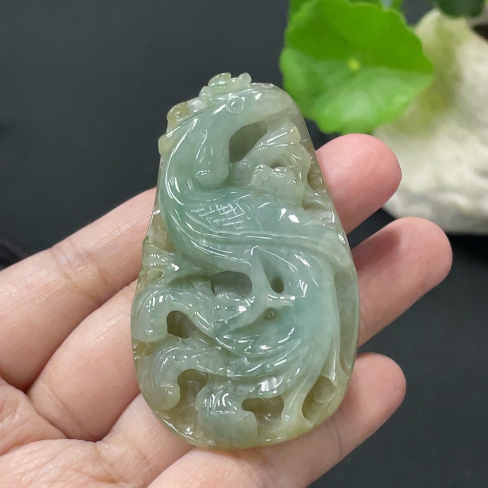 F35108733 Jadeite Phoenix Pendant Total Weight Approx. 35.2g