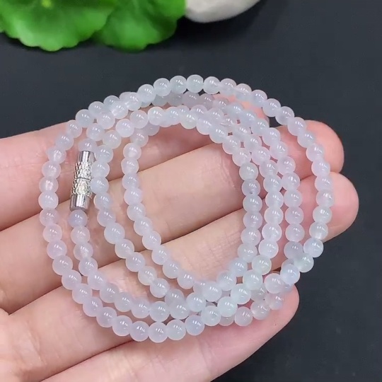 F32793604 JadeiteBeaded Necklace Approx. 3.6mm Non-Gold Total Weight Approx. 12.82g