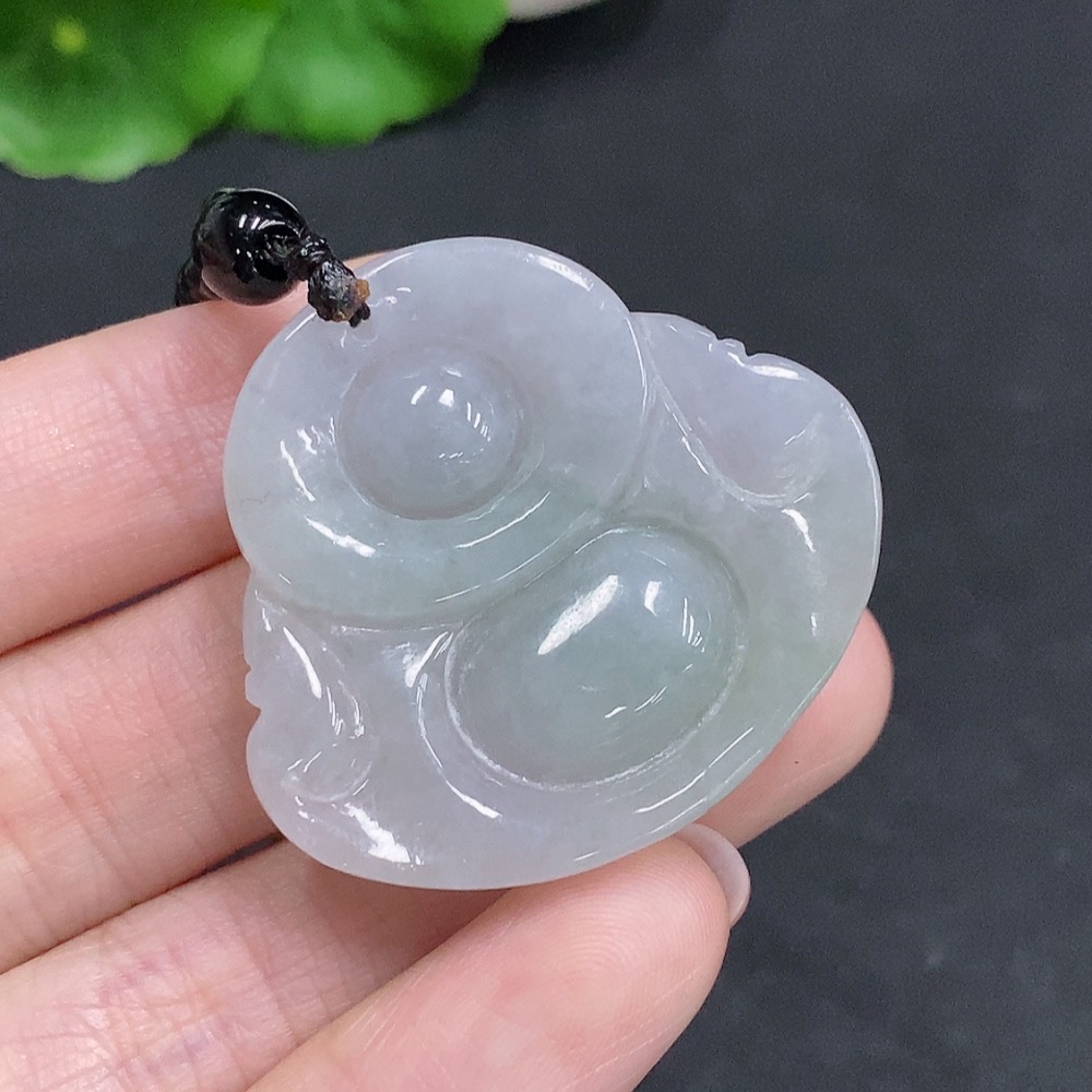 F34034599 Jadeite Buddha pendant Total weight including chain is about 32.2g (chain is not grade A)