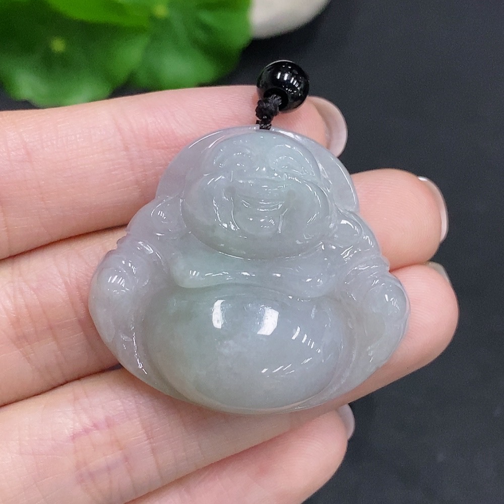 F34034599 Jadeite Buddha pendant Total weight including chain is about 32.2g (chain is not grade A)