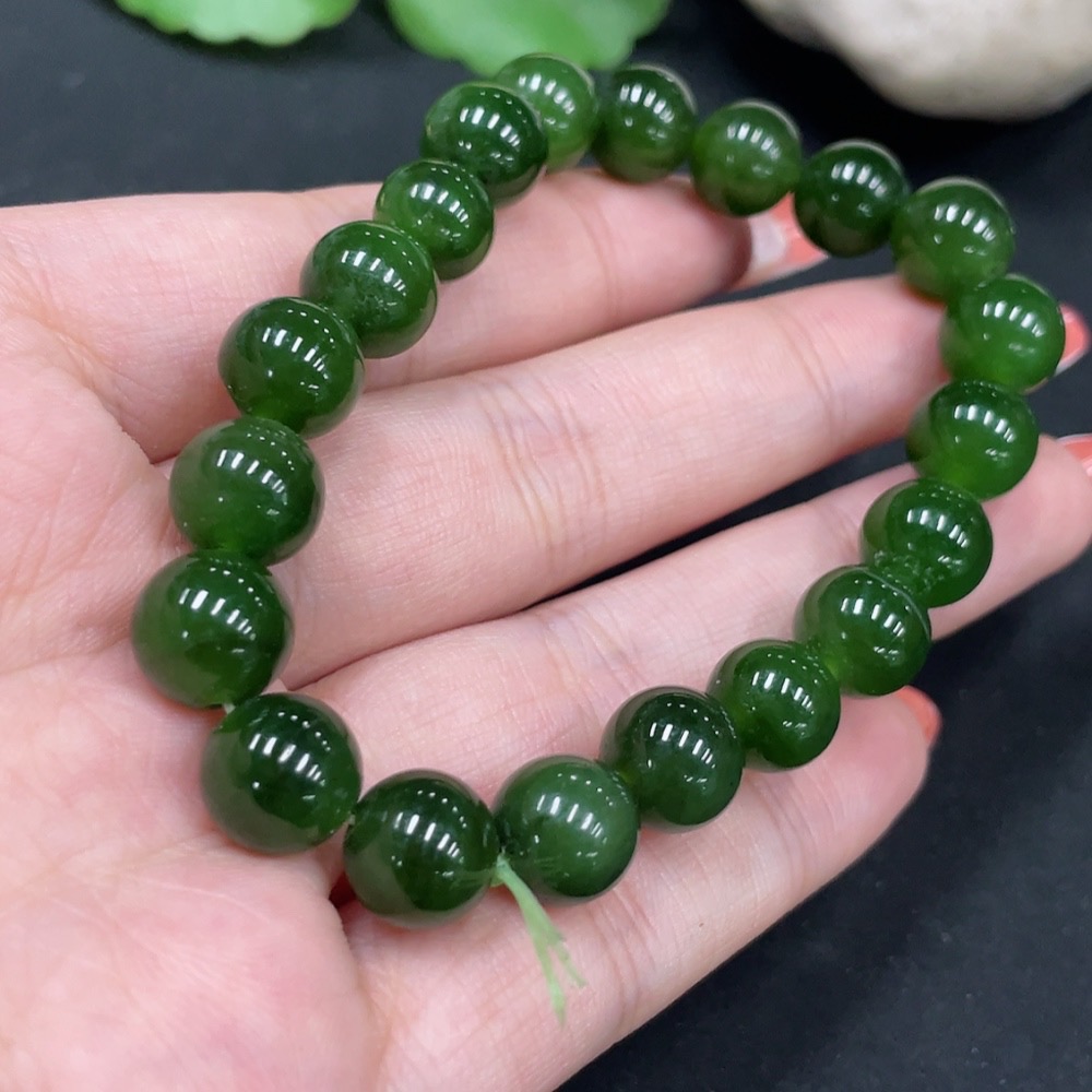 H35085265 Hetian Jade Jasper Bracelet, Approx. 9.3mm, Total Weight Approx. 26.6g