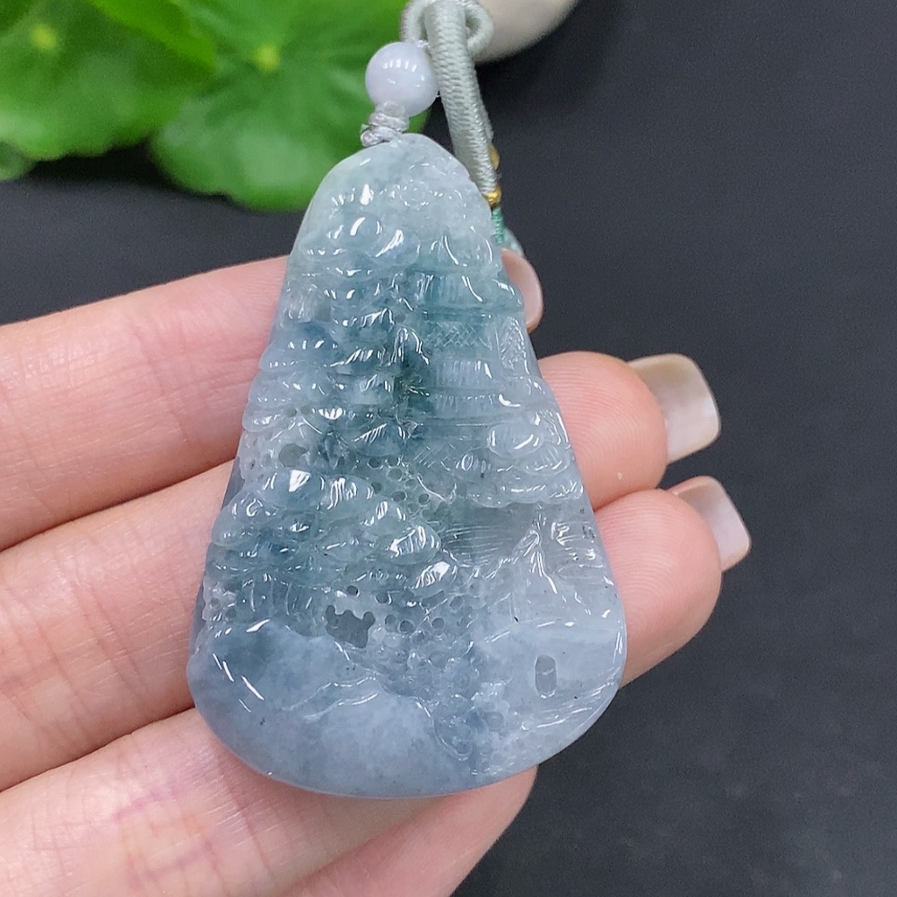 F27125523 JadeitePendant Landscape Plaque, Total Weight Approx. 29.82g