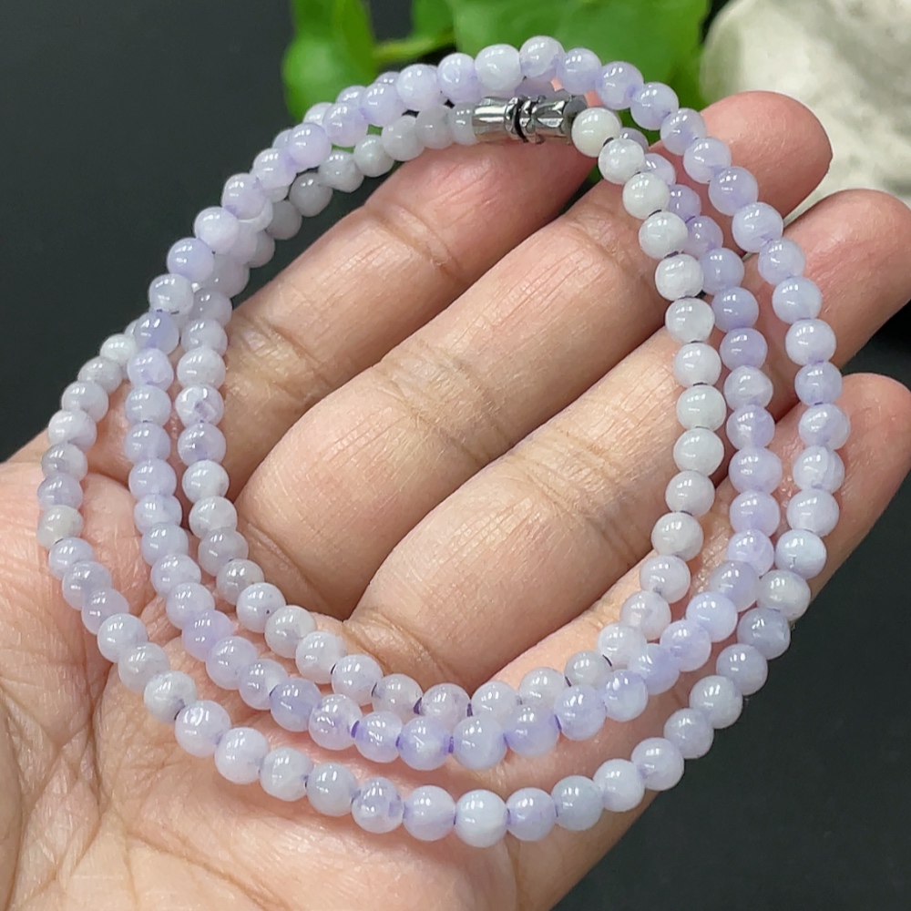 F35108652 Jadeite Bead Necklace Approx. 4.5mm Total Weight Approx. 19.9g Non-Gold Clasp
