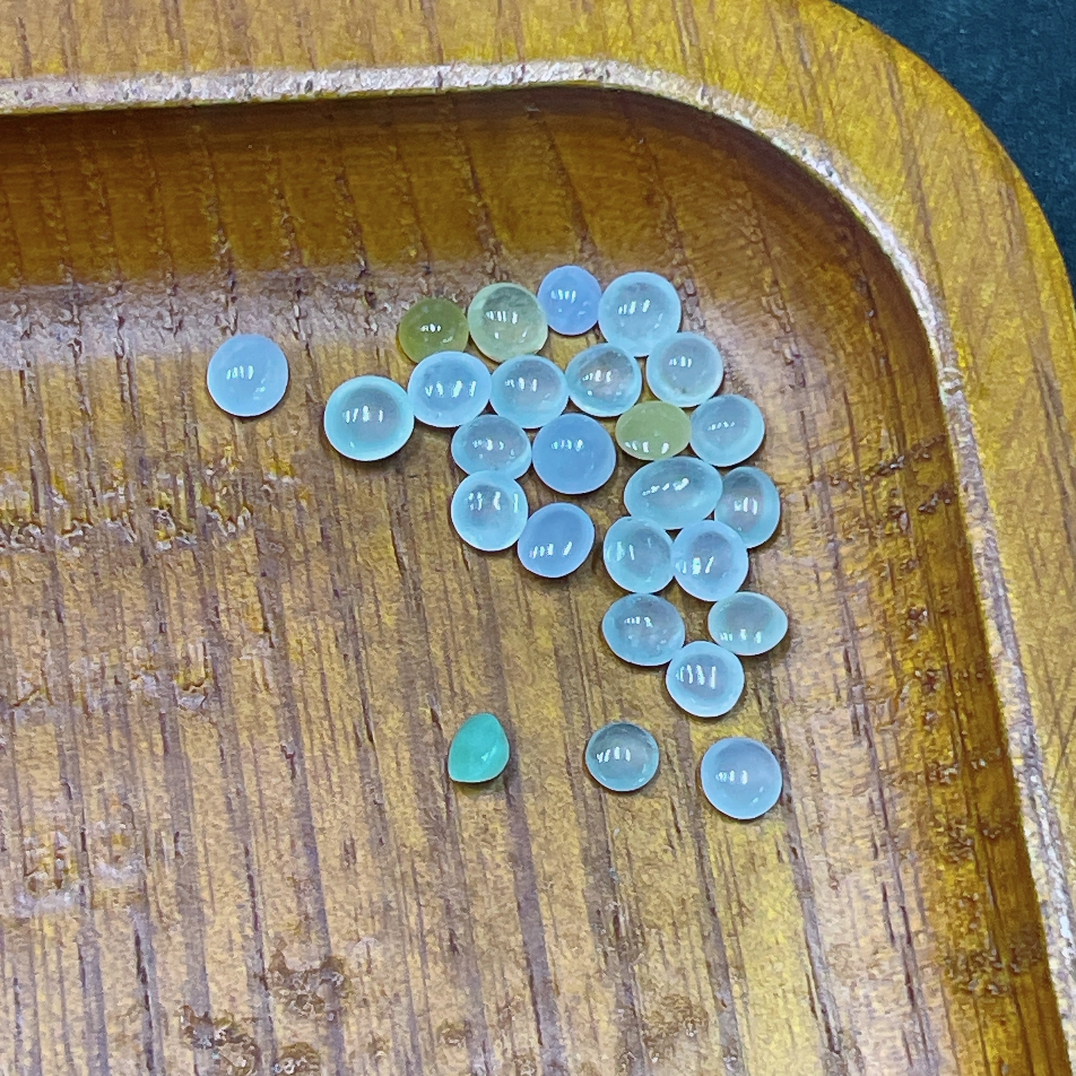 F34983846 Jadeite Cabochon Sell as a Lot Yellow Red Color Origin Undetermined