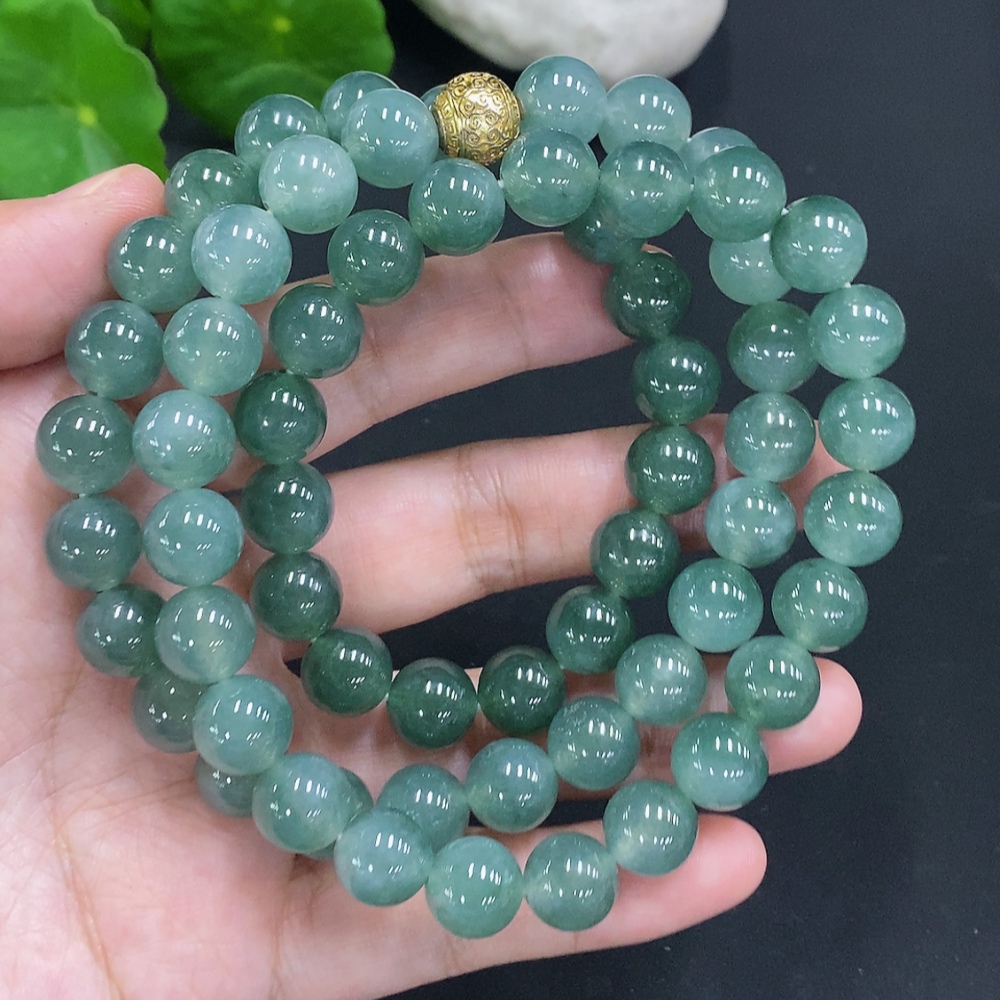 F31685384 Jadeite Bead Necklace Approx. 10.3mm Non-Gold Total Weight Approx. 124.3g