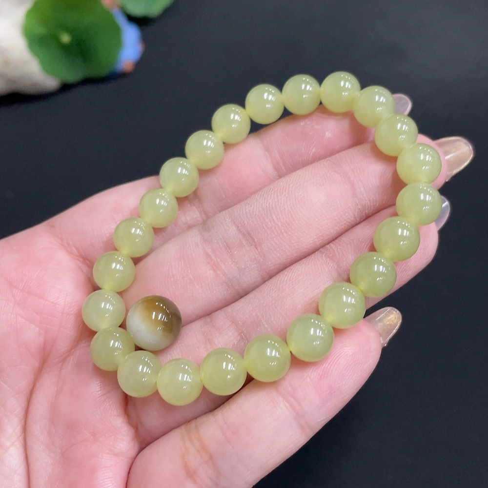 H31677168 Hetian Jade Bracelet Loose Beads Approx. 7.8 mm Total Weight About 19.3g