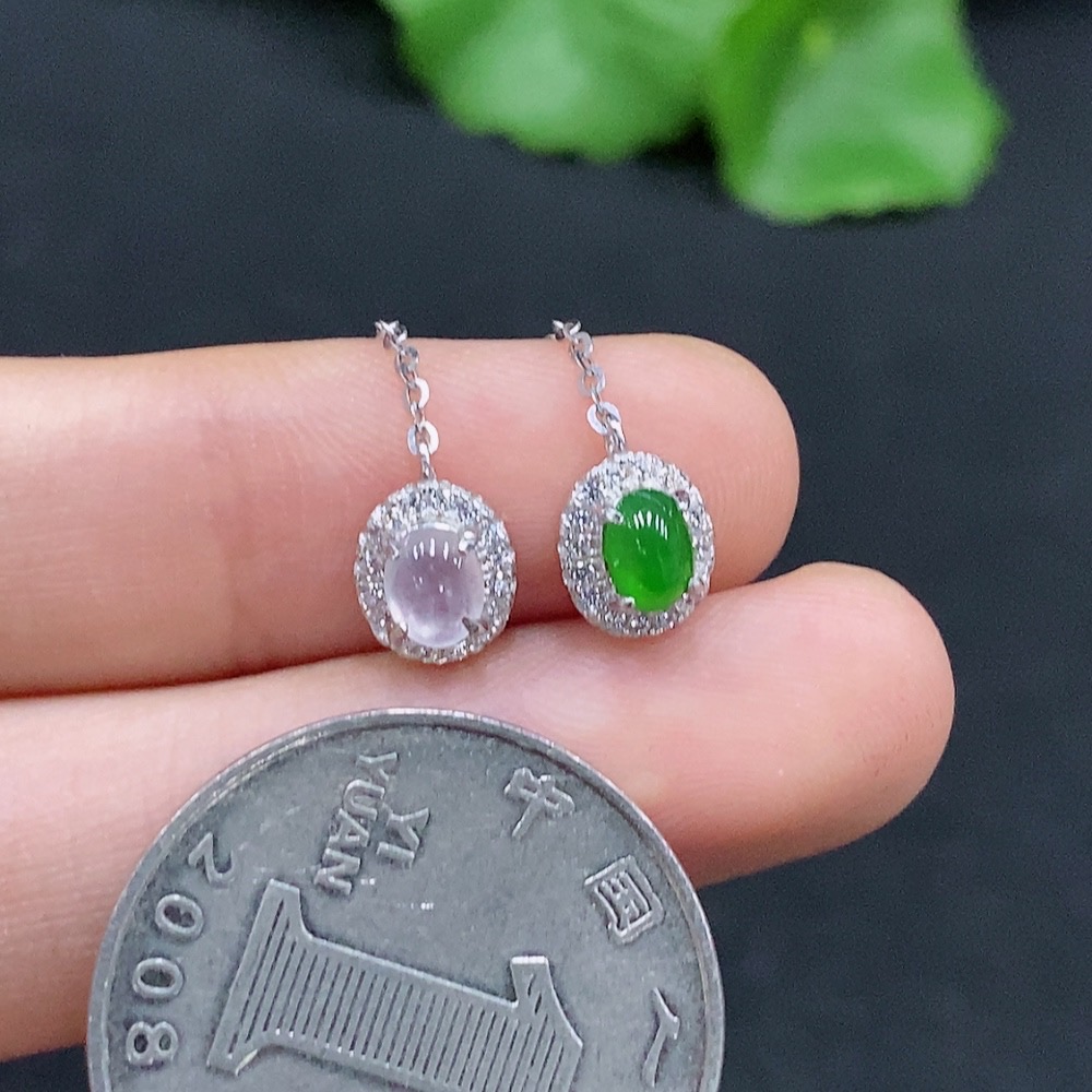 F31652882 Jadeite Cabochon Inlaid Necklace Non-Gold Inlaid Total Weight Approx. 3.53g