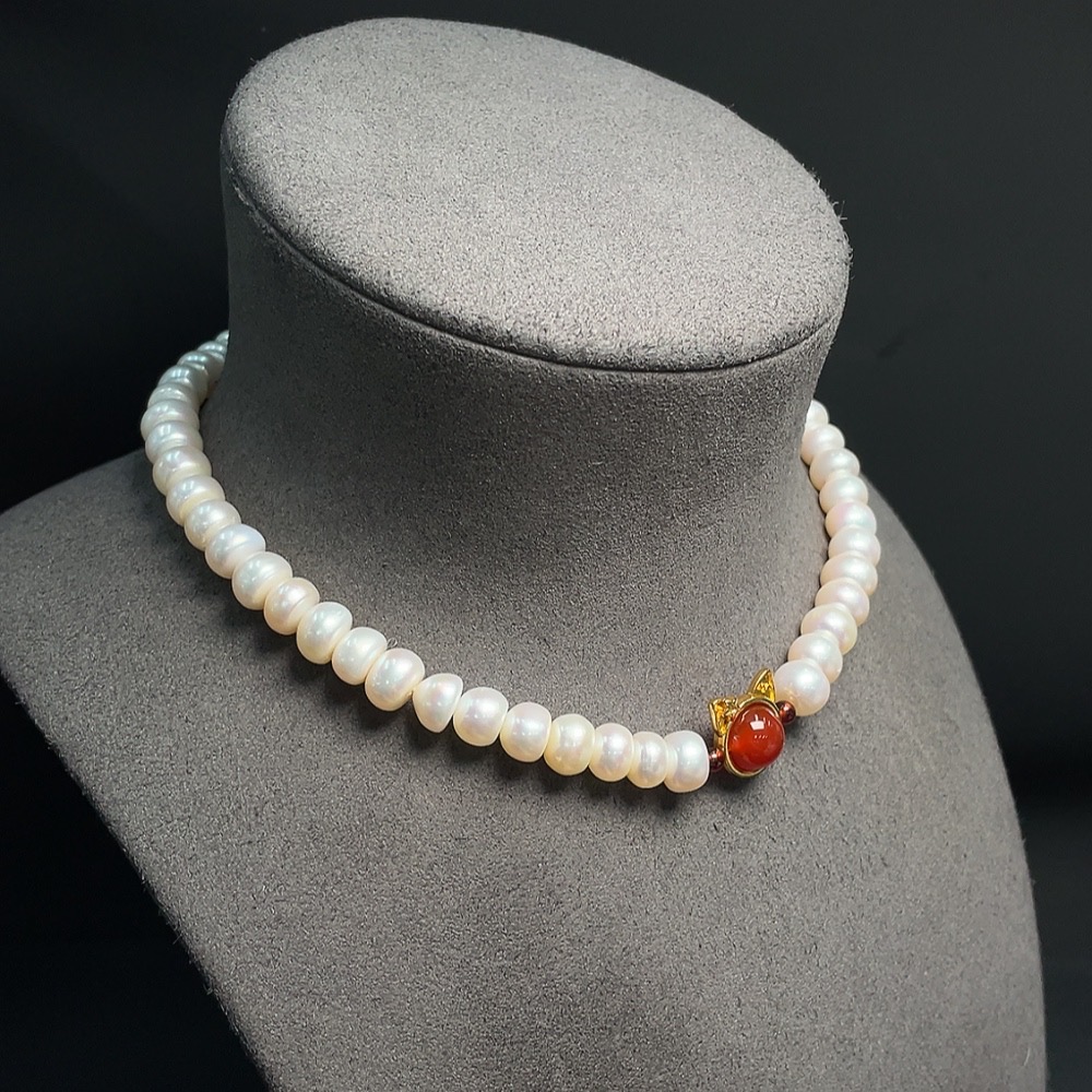 C20221781 Pearl Bead Necklace Non-Gold Setting Approx. 9.3mm Total Weight About 48.45g Non-Pearl Matching Beads