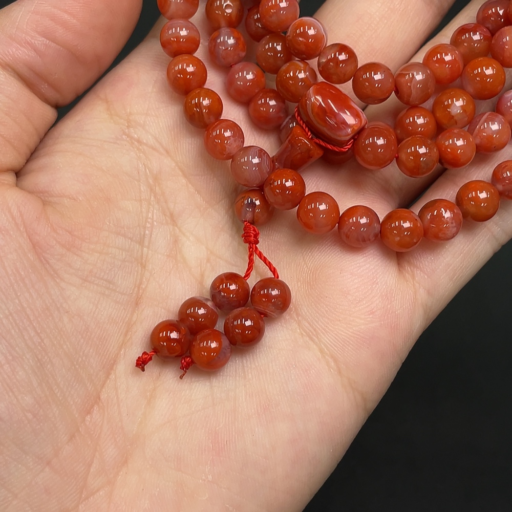 C14530213 South Red Agate Bead Strand, Approx. 47.35g, 6.5mm