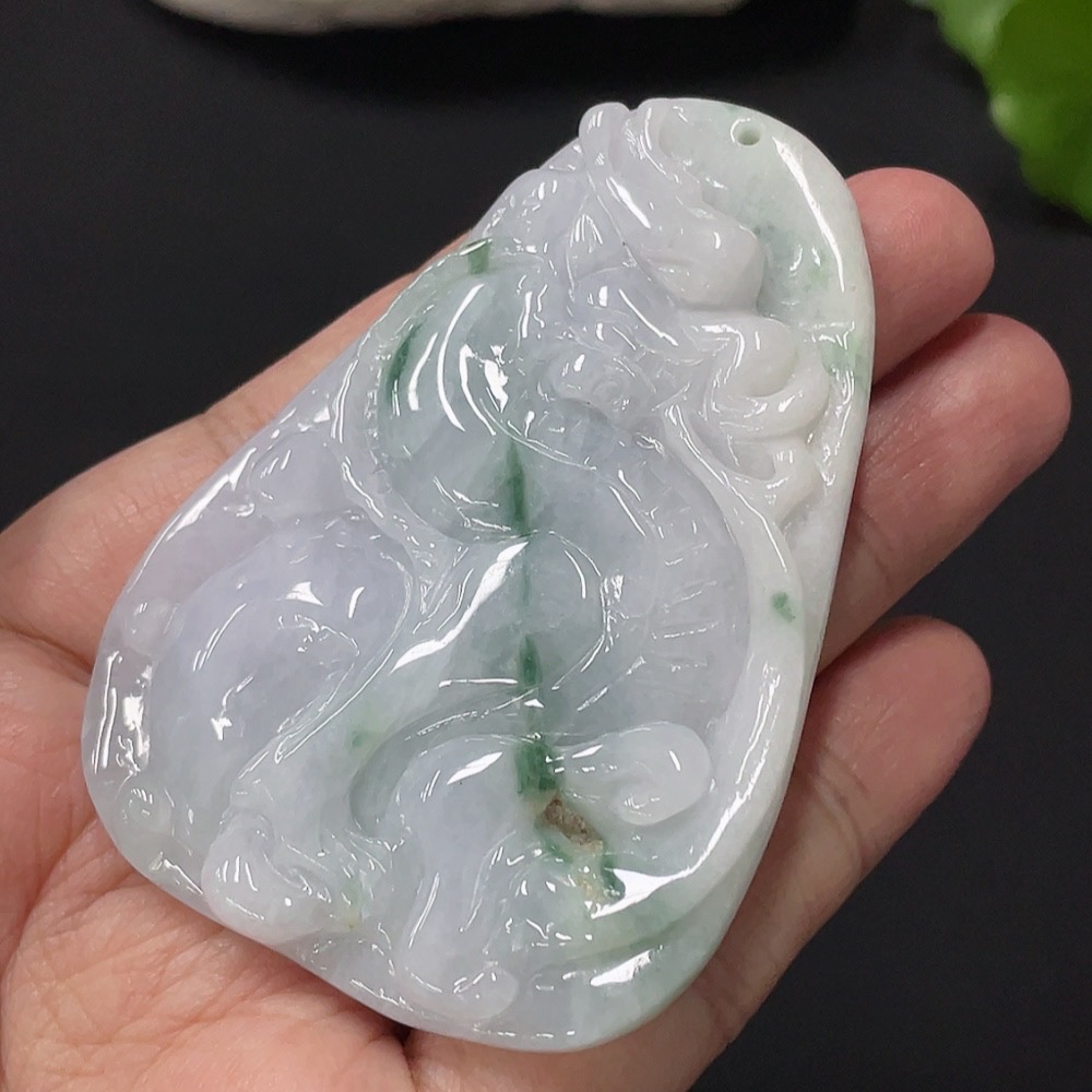 F28284282 Jadeite Kylin Pendant, Total Weight Approx. 54.9g