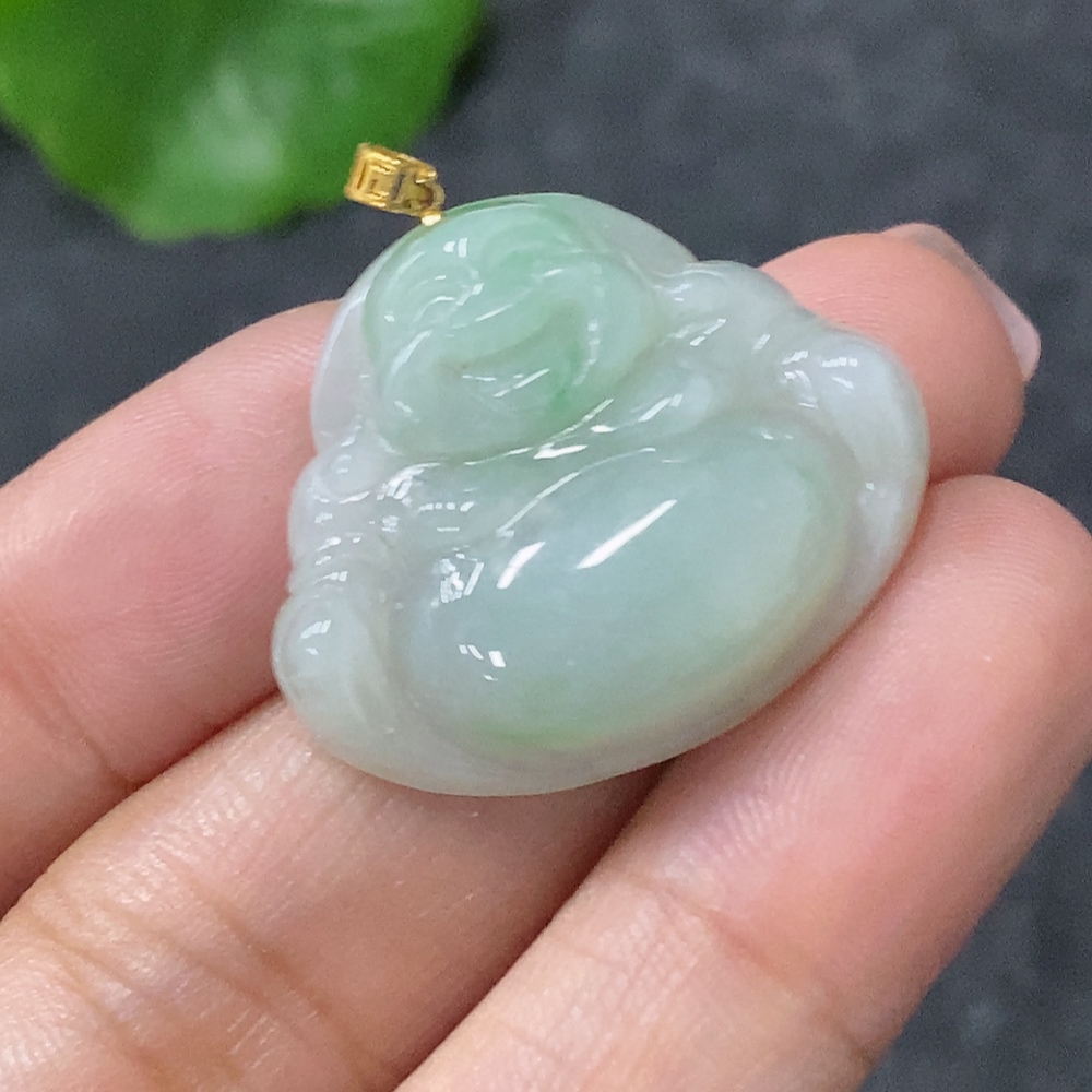 F34998416 Jadeite Pendant Buddha 18k Total Weight Approx. 5.1g