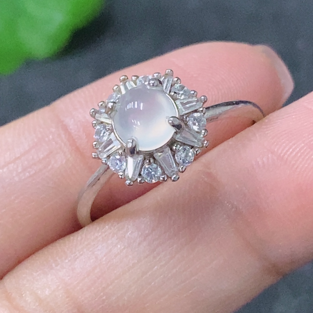 F34998545 Jadeite Inlaid Ring Non-Gold Adjustable Total Weight Approx. 2.04g