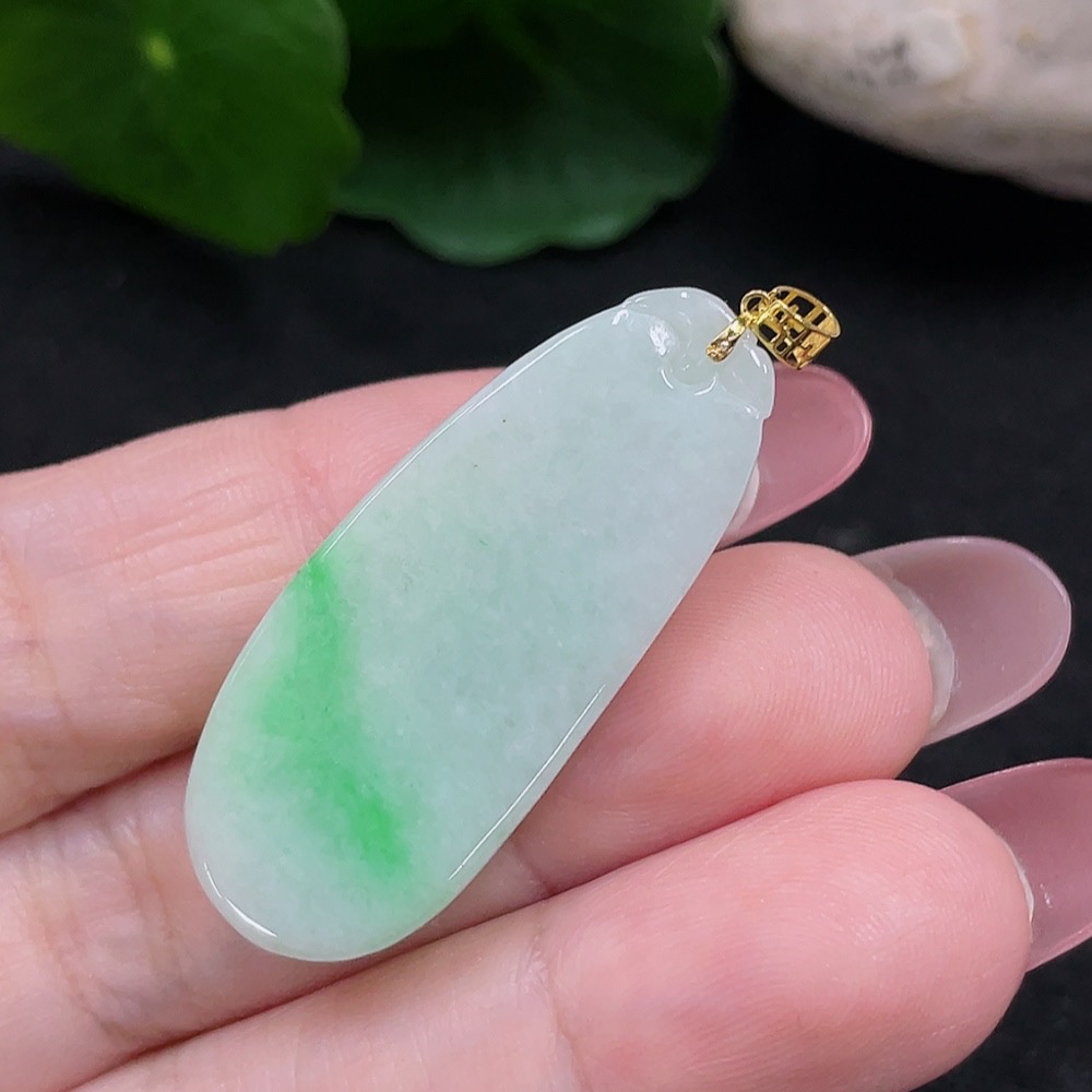 F32774371 Jadeite Blessing Melon Pendant 18K Gold Total Weight Approx. 7.1g