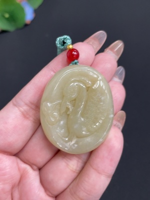 H32766869 Hetian Jade Pendant, Crane, Total Weight Approx. [with rope] 30.5g