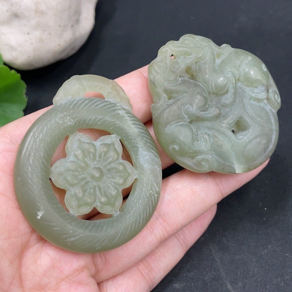 H31616872 Hetian Jade Pendant, Antique-style Plaque, Total Weight Approx. 56.9g