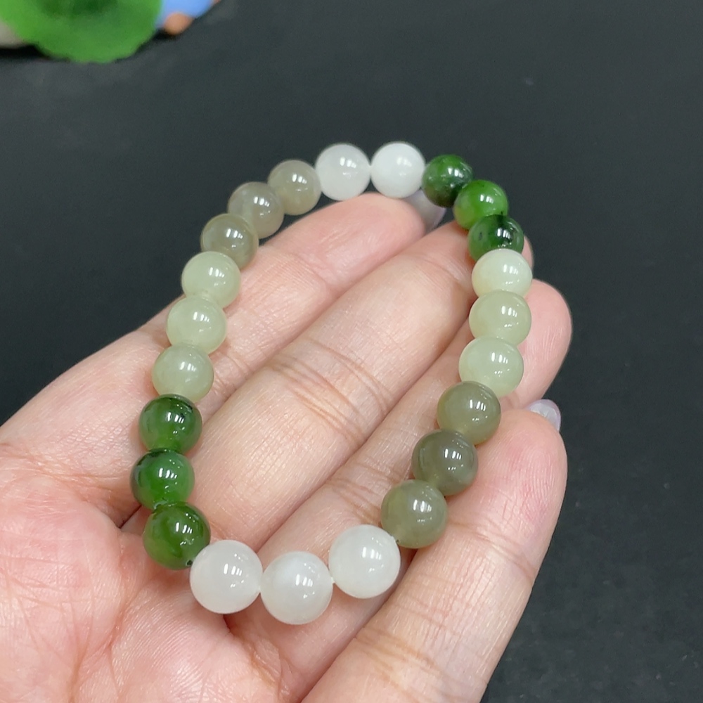 H33846507 Hetian Jade Bracelet Approx. 7.9mm Total Weight About 18g