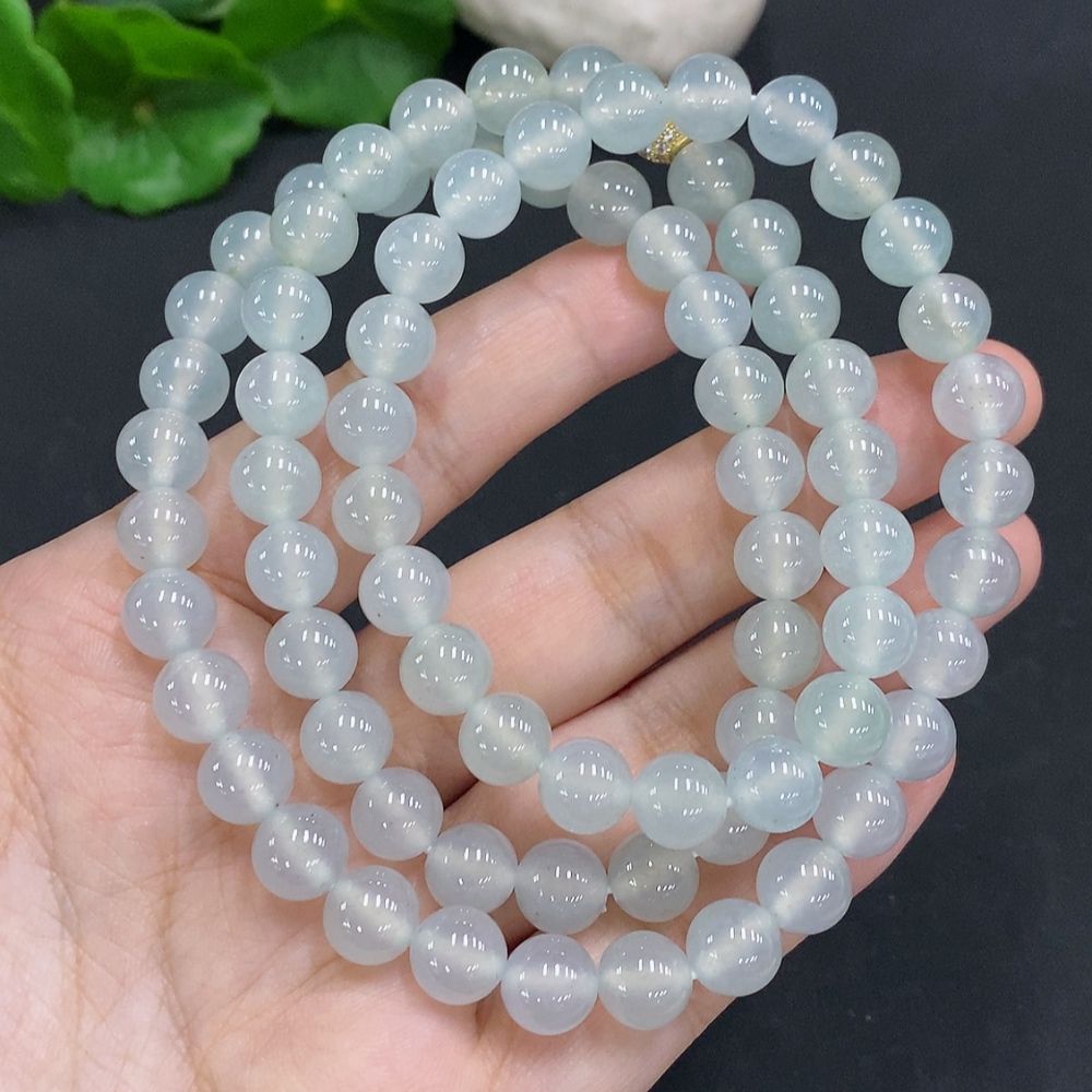 F34023752 Jadeite Bead Necklace Approx. 8.2mm Non-gold Total Weight Approx. 80.2g