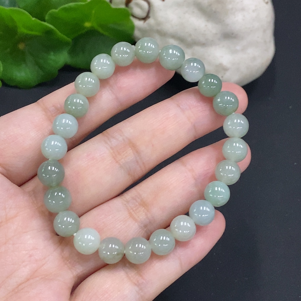 F34070704 Jadeite Bead Necklace Approx. 7.3mm Total Weight Approx. 18.2g