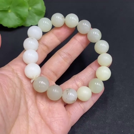 H32795849 Hetian Jade Bracelet, approx. 11.8mm, total weight approx. 45.1g, containing other mineral components