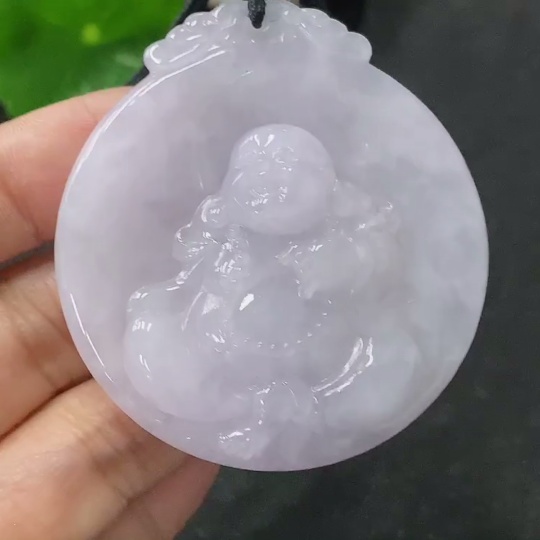 F35117563 Jadeite Buddha Pendant Total Weight Approx. 35.29g