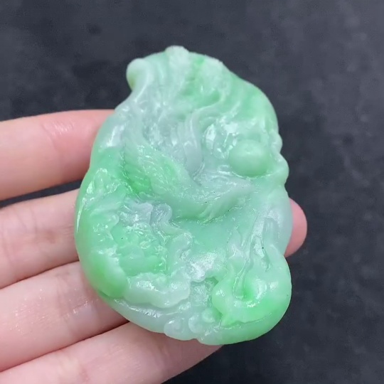 F34963417 Jadeite Phoenix Pendant Unpolished Total Weight Approx. 37g