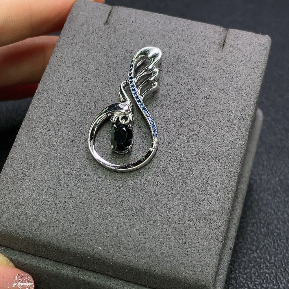 C31618897 Sapphire Pendant with Non-Natural Accent Stones, Non-Gold, Total Weight Approx. 3.28g