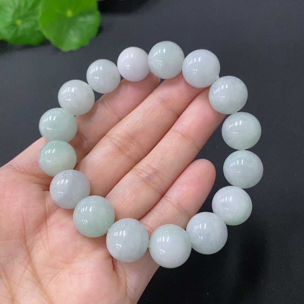 F33828587 Jadeite Beads Bracelet Approx. 12.3mm Total Weight Approx. 51g