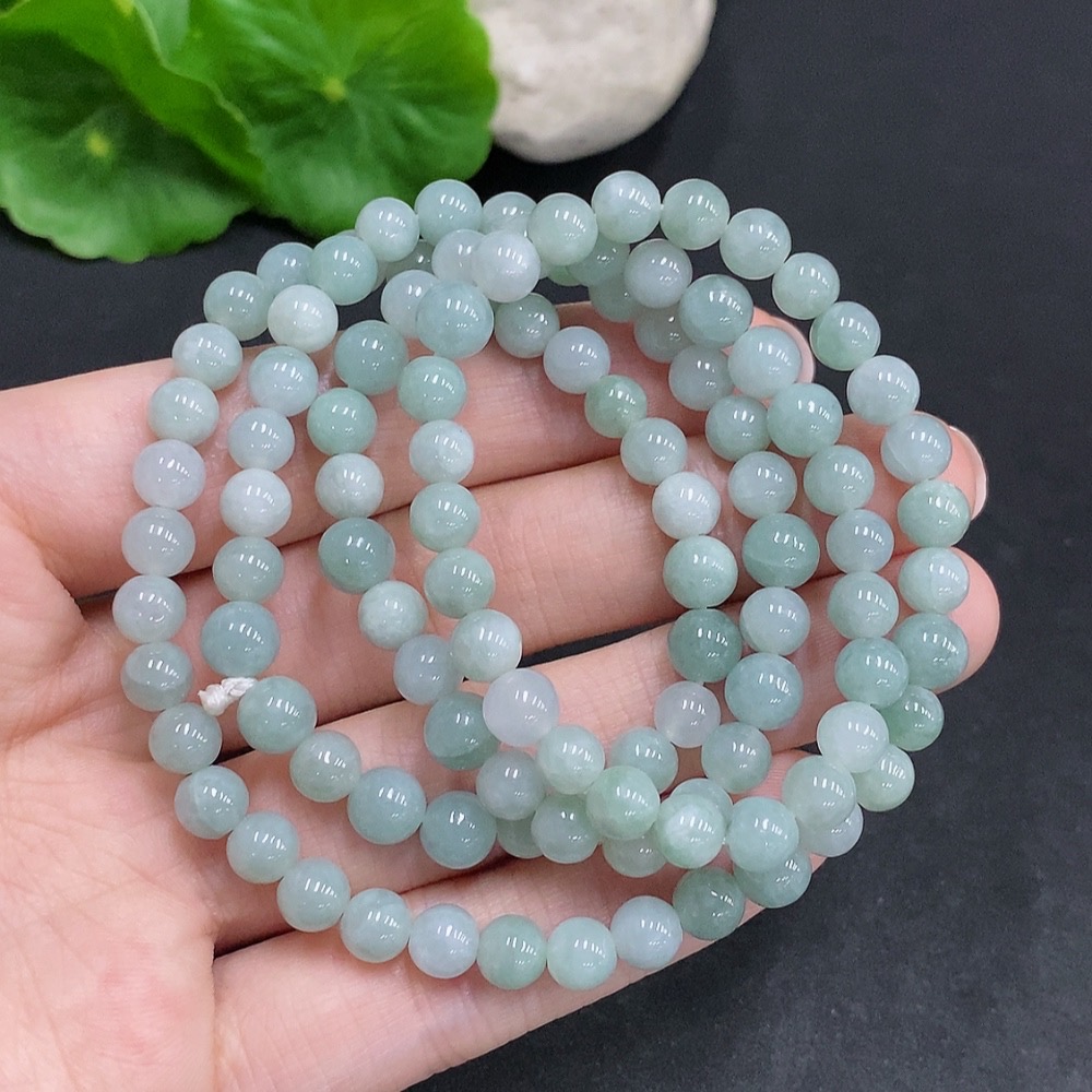 F34969260 Jadeite Bead Necklace Total Weight Approx. 37.3g Size About 5.7mm