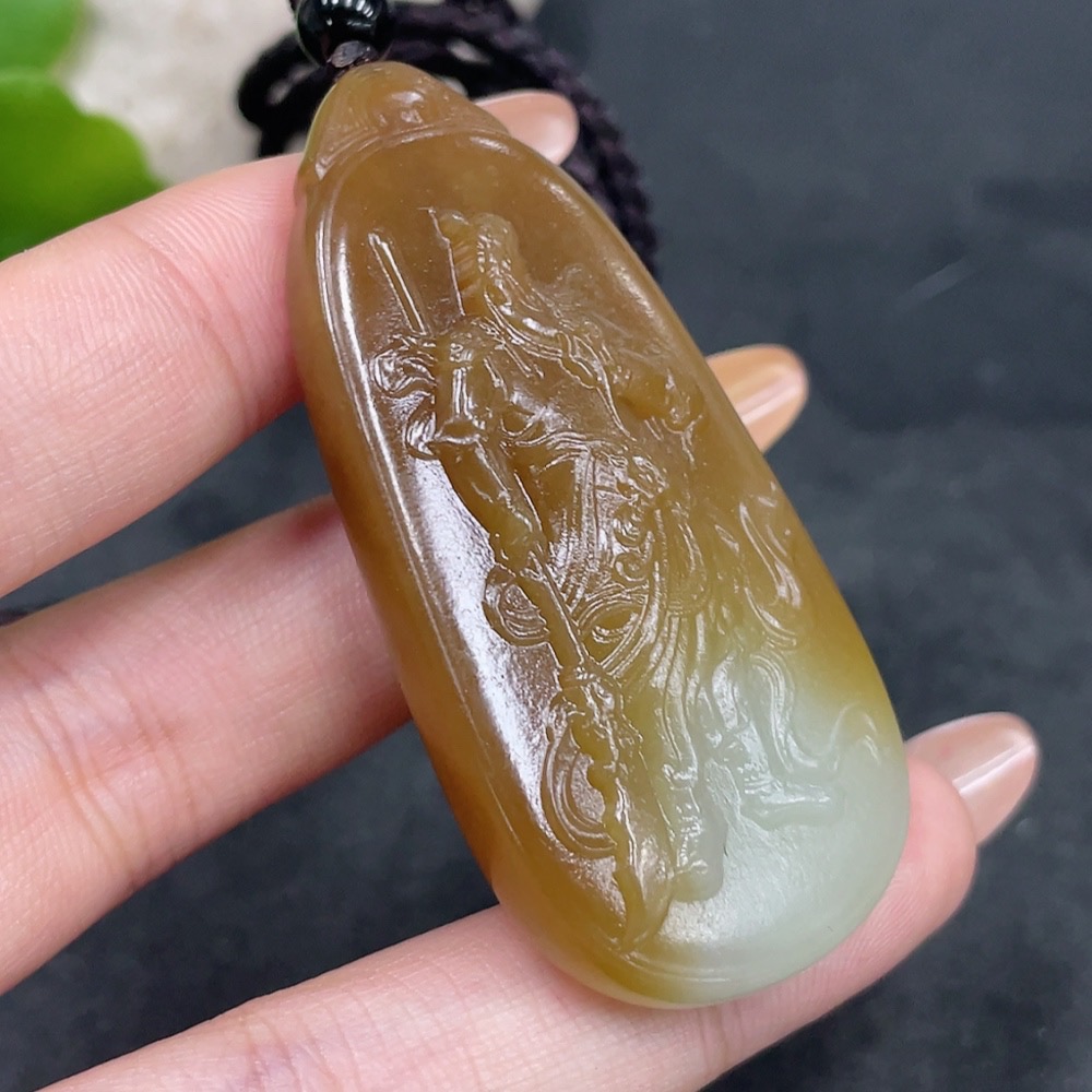 H32778166 Hetian Jade Pendant Guan Gong Total Weight Approx. (Including Rope) 36.1g