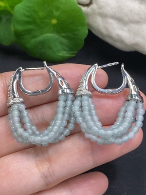 F33856692 Jadeite Inlaid Earrings (Non-Gold Setting, Total Weight Approx. 10.1g)