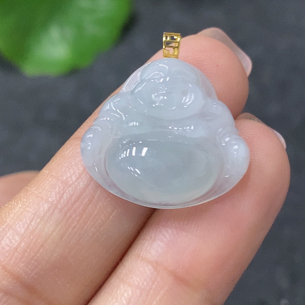 F34042182 Jadeite Pendant Buddha, No Mark, Surface Gold Content Au75%, Total Weight Approx. 2.87g
