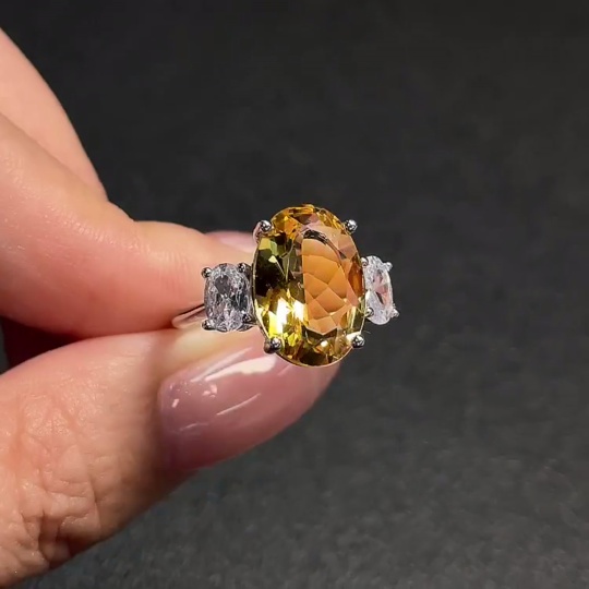 C34009080 Crystal Ring Adjustable Non-Gold Total Weight Approx. 3.70g Size 13.7*9.5mm