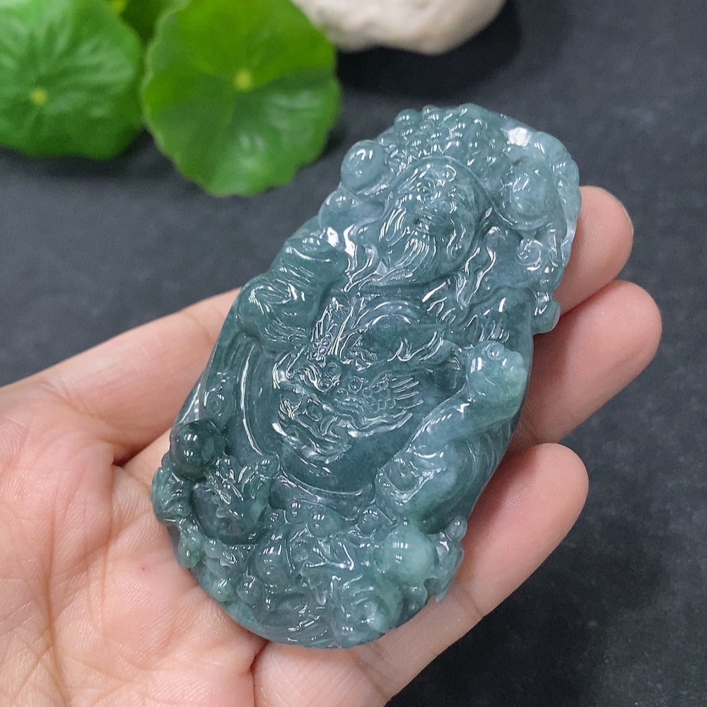 F33913769 Jadeite Pendant God of Wealth Total Weight Approx. 49.2g