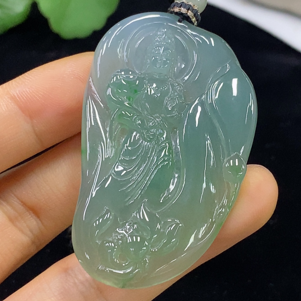 F34975396 Jadeite Pendant Guanyin with Cord Total Weight Approx. 29.69g