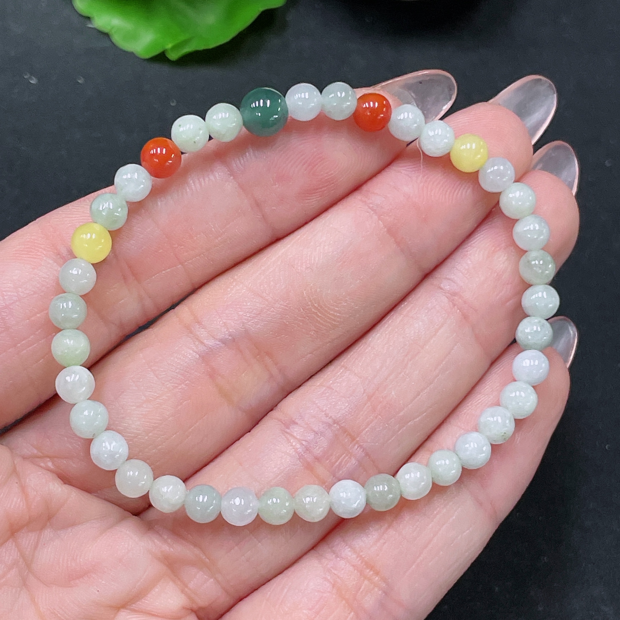 F34021360 Jadeite Bracelet Max. 5.8mm Approx. Total Weight 5.5g With Non-Grade A Beads