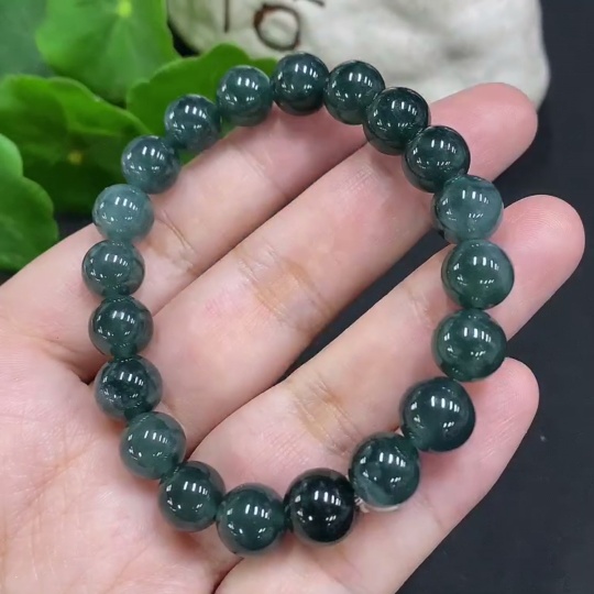 F34050768 Jadeite Bead Necklace Approx. 8.7mm Total Weight About 26g