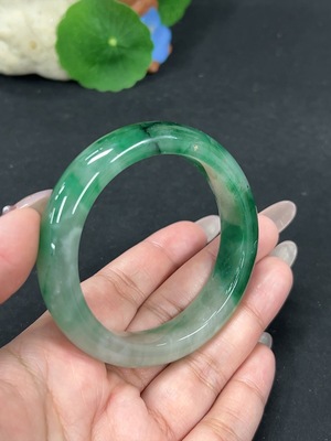 H41843760 非洲翠(独龙玉)正圈手镯 圈口53.7 货品总重约50.3g