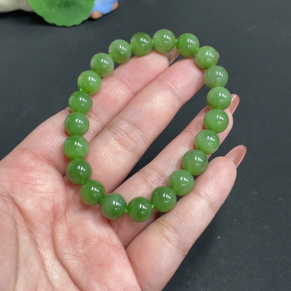 H35118190 Hetian Jade Jasper Bracelet, Approx. 9.2 mm, Total Weight Approx. 28.3g