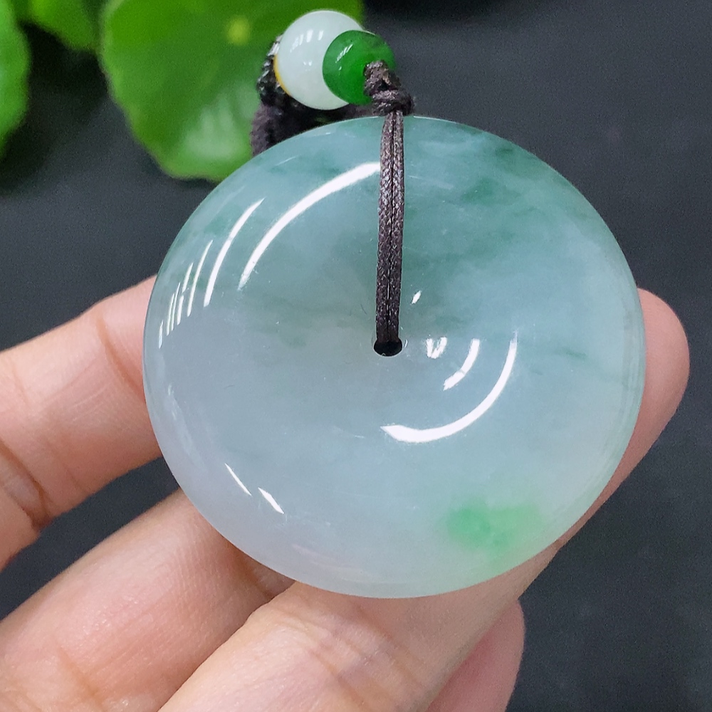 F33848755 Jadeite Pendant Peace Knot Total Weight Approx. 32.86g Including String Non-Grade A Beads
