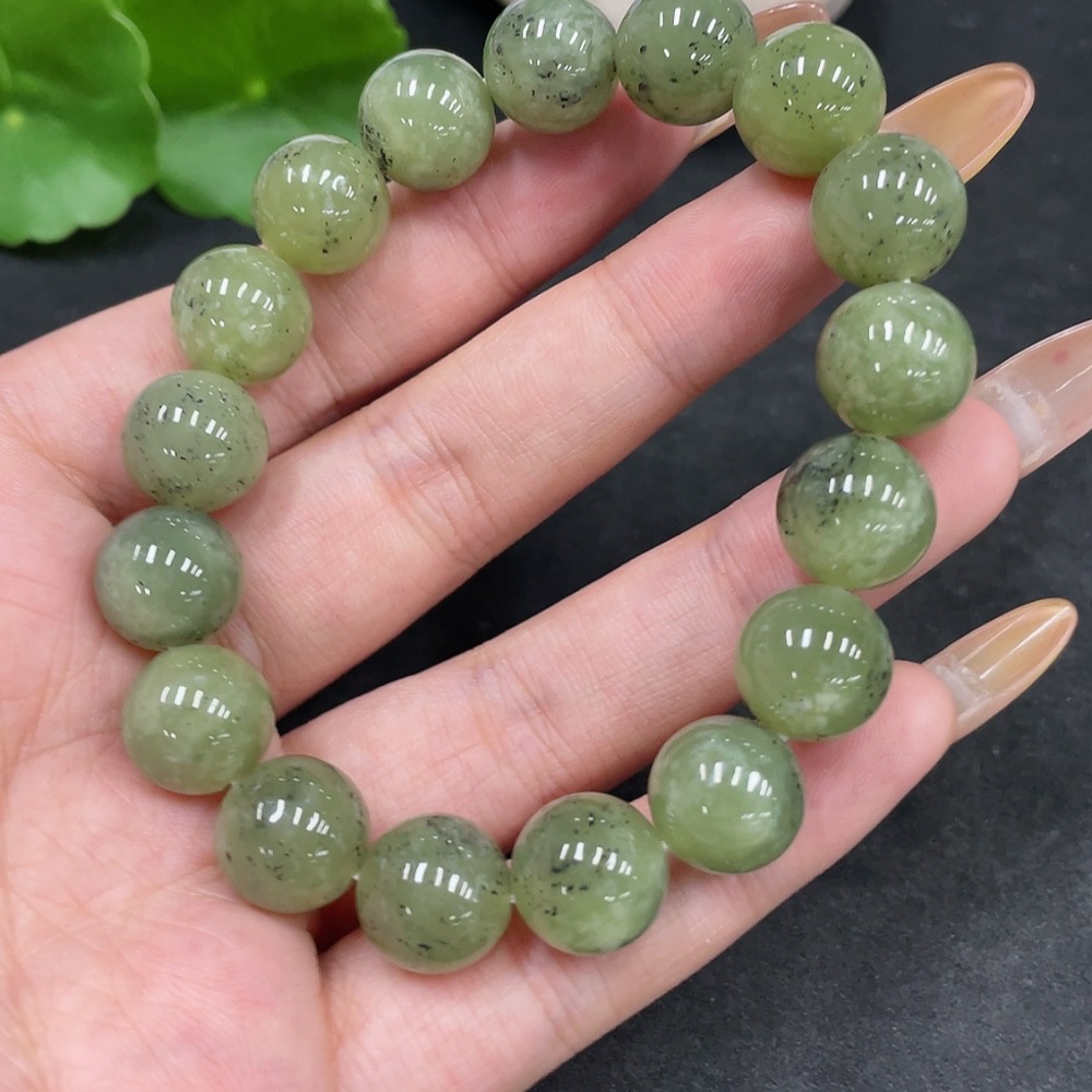 H32822814 Hetian Jade Bracelet, Approx. 11.7mm Beads, Total Weight About 44.7g