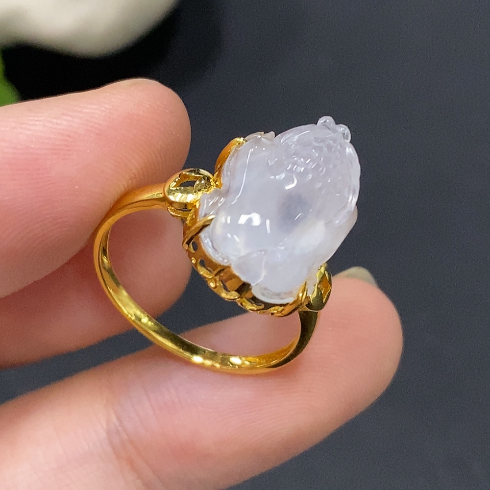 F28249694 Jadeite Inlaid with 18k Gold, Total Weight Approx. 3.24g, Size 14